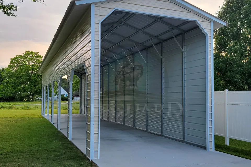 Concrete entrance to cantilever carport