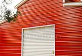 Front detail of metal barn