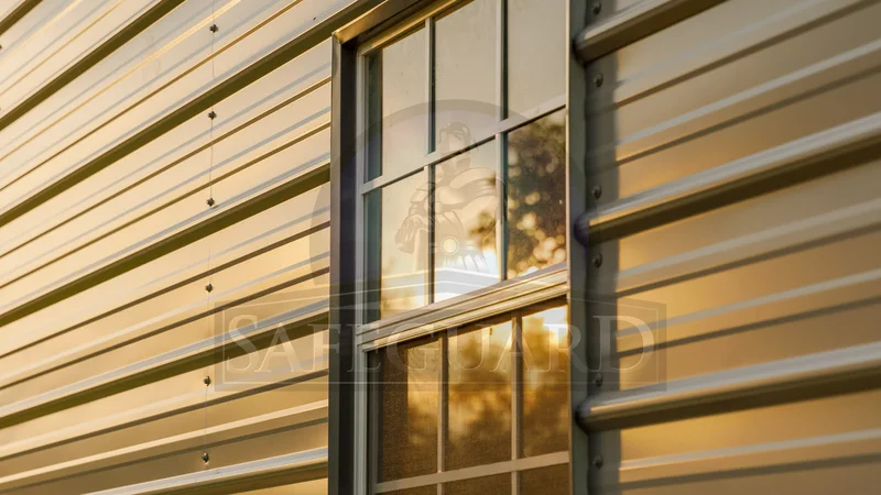 Metal Building with black window