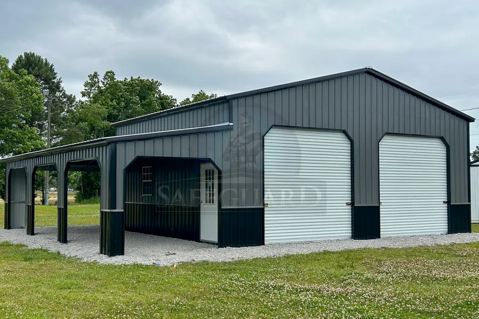 Garage doors of utility building
