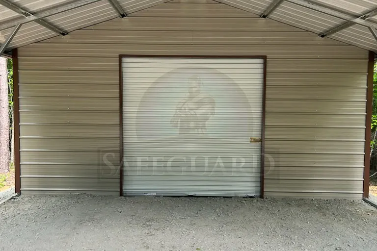 Inside attached carport