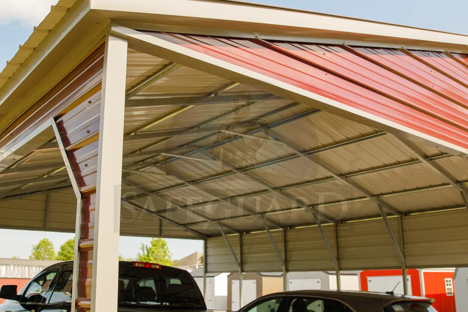 Close up of double side carport