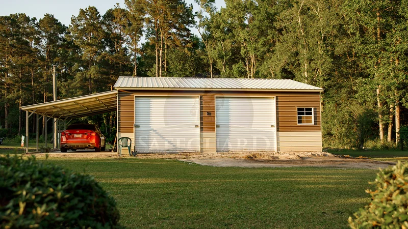 Double car garage with lean-to